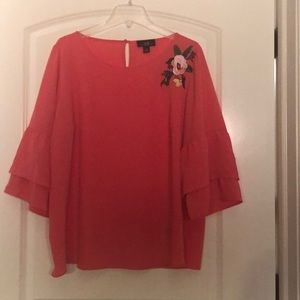 Coral 3/4 length sleeve blouse